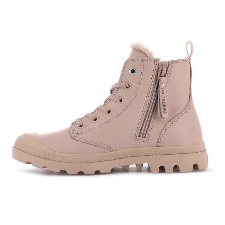 Palladium Pampa Hi Zip Leather S Women's Boots Pink | UK M018-EIQ